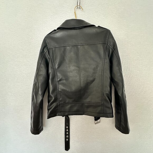 FOREVER 21 KIDS MOTO JACKET BLACK FAUX LEATHER FULL ZIP POCKETS SIZE 11/12 - Picture 6 of 12
